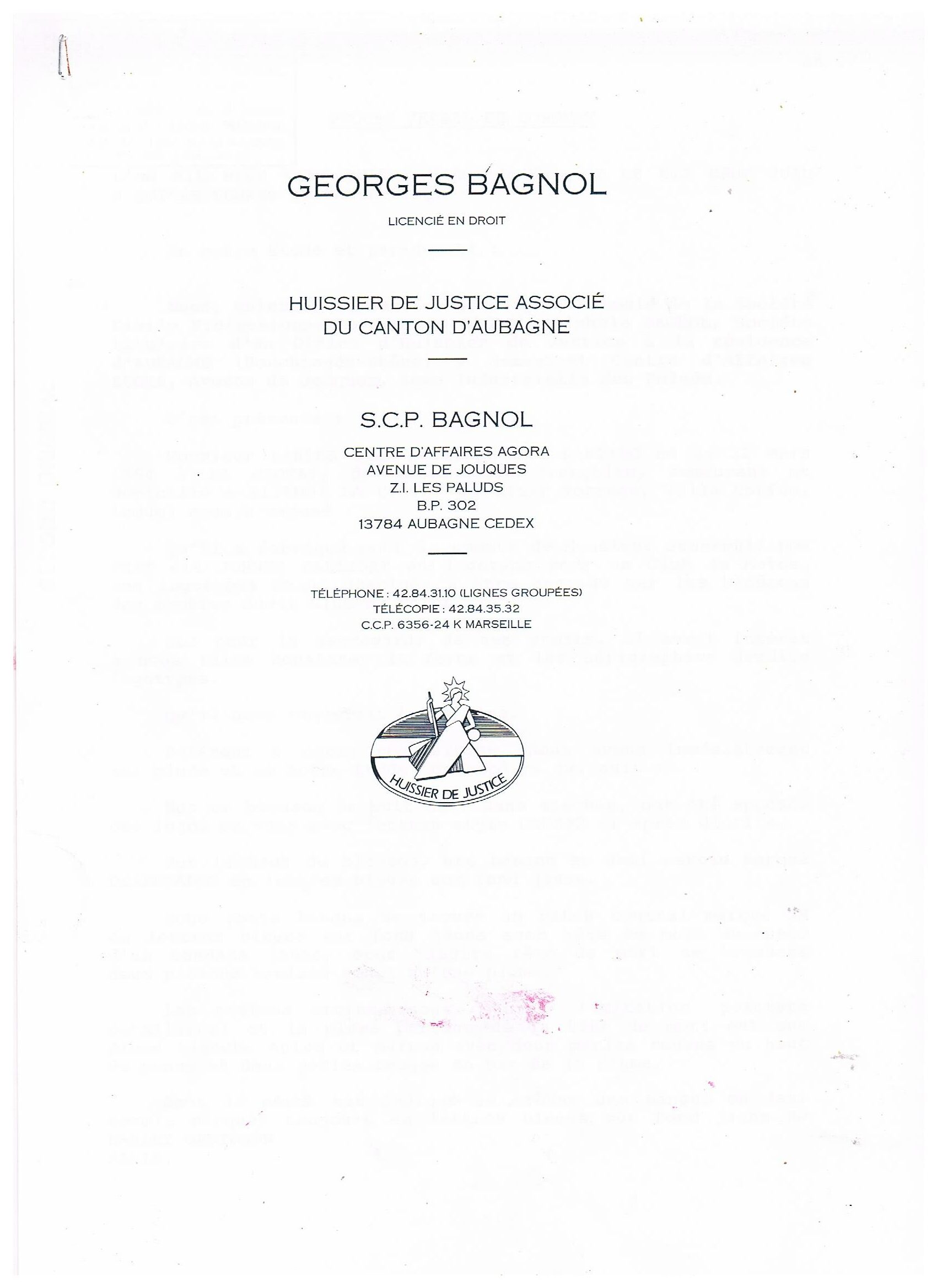 constat BAGNOL JOHNNY HALLYDAY