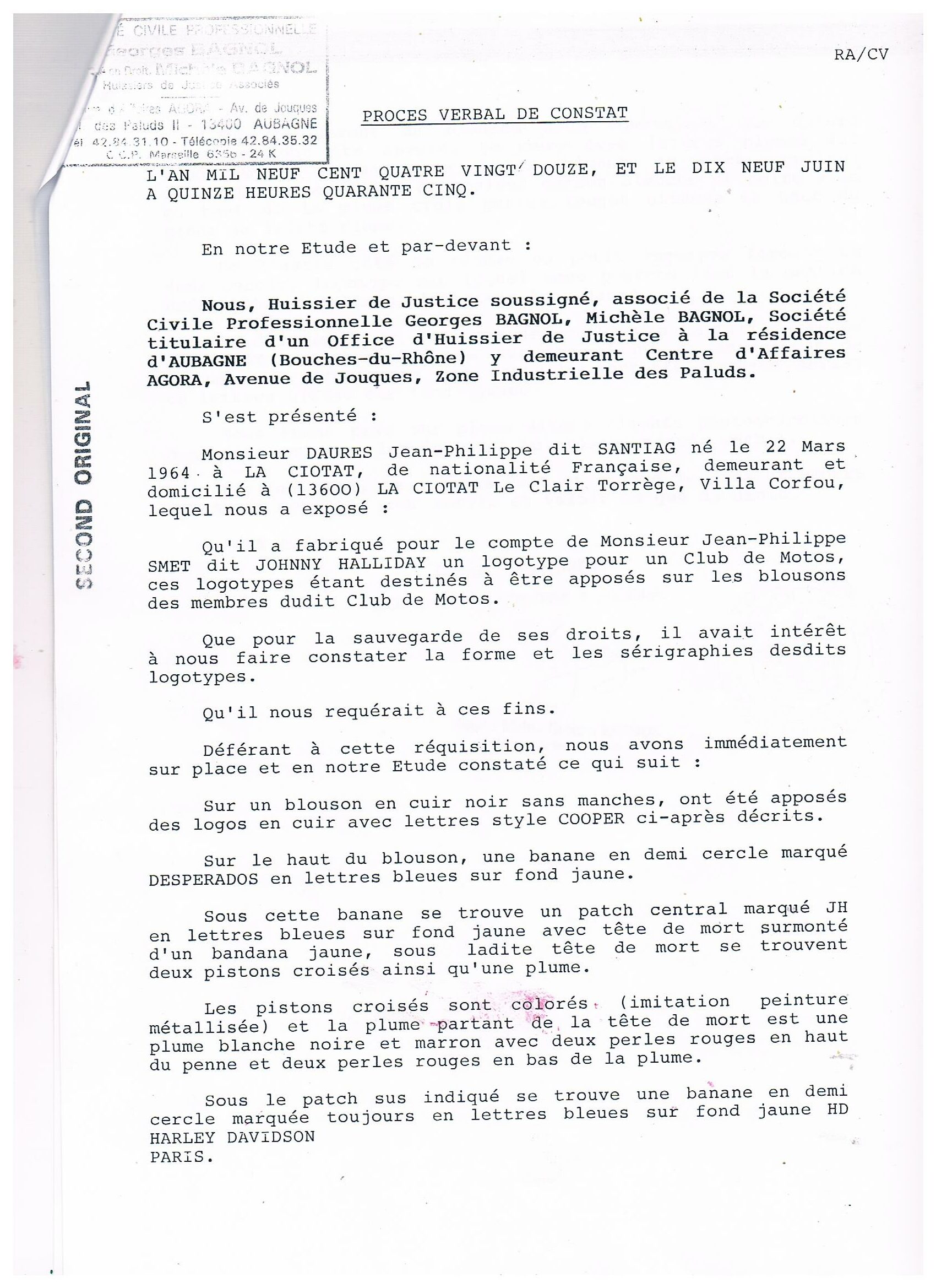 marque usurpee HDC DESPERADOS