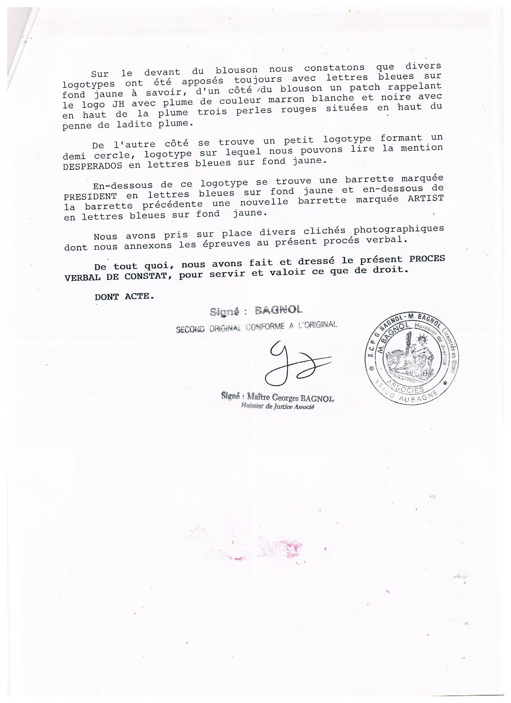 constat BAGNOL HDC DESPERADOS